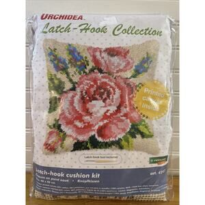 Latch Hook Kit Cushion Front " Rose " 40cm x 40cm New by Orchidea